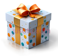 礼物盒,方形,白色,黄色,蓝色,橙色PNG