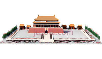 天安门,中国古典建筑,黄色屋顶,红色墙壁, PNG