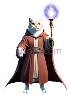 猫,穿着斗篷,长袍的魔法师,白色,红色PNG