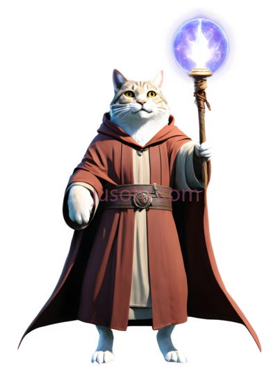 猫,穿着斗篷,长袍的魔法师,白色,红色, PNG