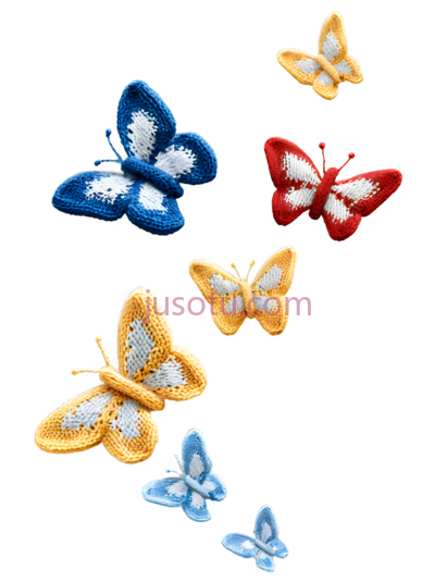 蝴蝶,卡通,装饰性,蓝色,红色,黄色, PNG