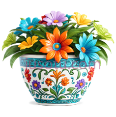 花盆,花卉图案,颜色PNG