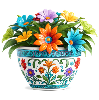 花盆,花卉图案,颜色, PNG