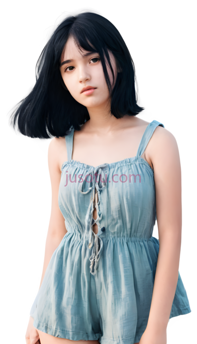女孩,休闲,蓝色, PNG