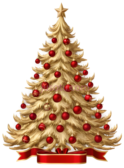 圣诞树,金色,红色装饰,红色, PNG