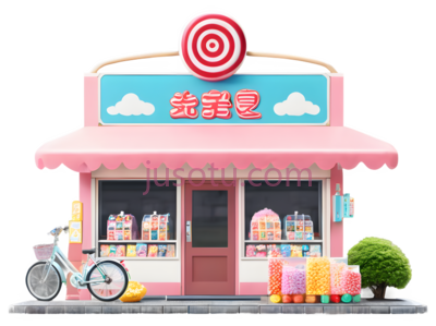 冰淇淋店,卡通,粉色, PNG