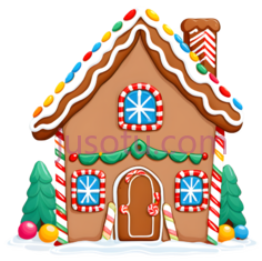 姜饼屋,卡通,棕色,白色,红色PNG