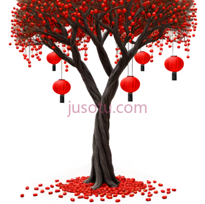 树,插画,红色, PNG