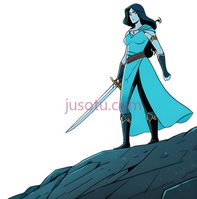 女性战士,插画,蓝色, PNG