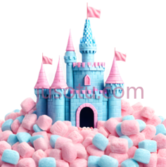 城堡,卡通,蓝色,粉色PNG