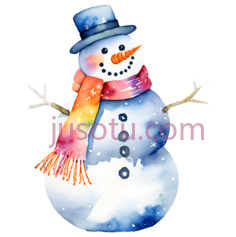 雪人,卡通,蓝色,橙色,红色PNG