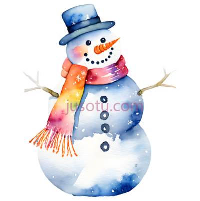 雪人,卡通,蓝色,橙色,红色, PNG