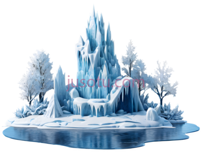 冰雪城堡,卡通,蓝色, PNG