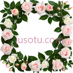 玫瑰花环,圆形排列,粉色,白色PNG