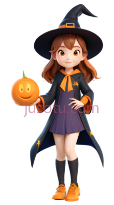 女巫,卡通,黑色,紫色,橙色PNG