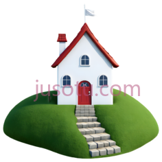 房子,卡通,白色, 红色, 绿色PNG