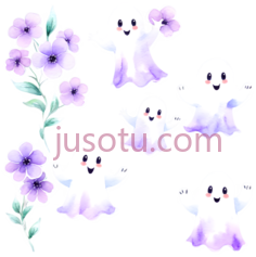 幽灵,花朵,卡通,紫色,白色PNG