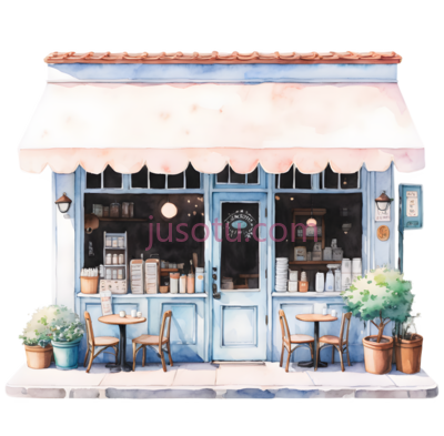咖啡店外景, PNG