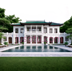 建筑,中式古典,白色,红色PNG