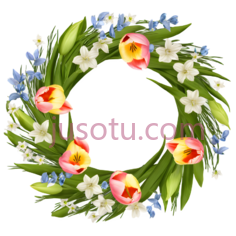 春季花环,花卉,郁金香PNG