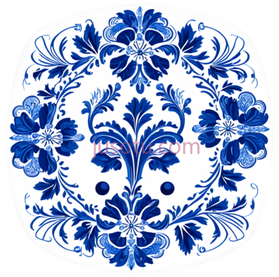 盘子,花卉图案,蓝色,白色, PNG