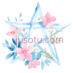 五角星,水彩画,蓝色,粉色PNG