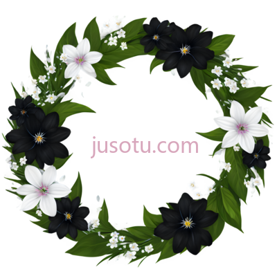花环,自然,白色,黑色,绿色, PNG