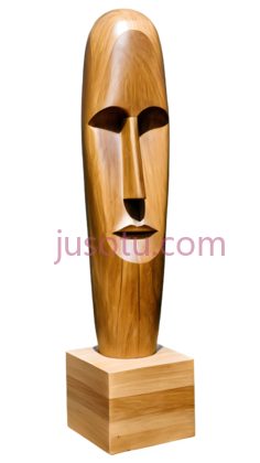 木雕面具,现代抽象,浅棕色PNG