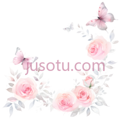 玫瑰,蝴蝶,水彩画,粉色PNG