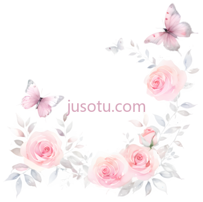 玫瑰,蝴蝶,水彩画,粉色, PNG