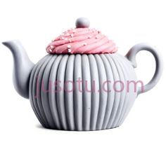茶壶,蛋糕样式,白色,粉色PNG