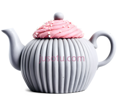 茶壶,蛋糕样式,白色,粉色, PNG