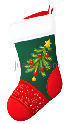 圣诞袜,卡通,绿色,红色,白色PNG
