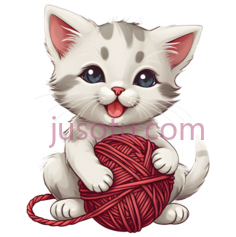 可爱,猫咪,毛线球PNG