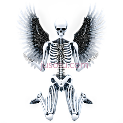 铬色骨架天使, PNG