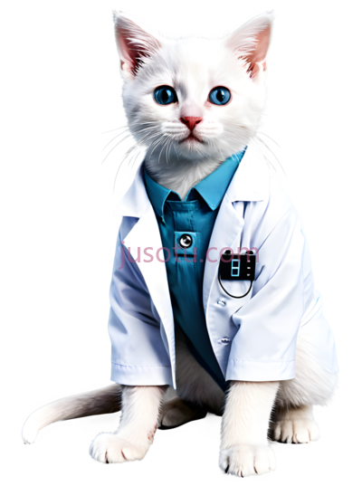 猫,医生装束,白色, PNG