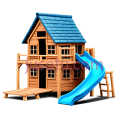 木质房屋,滑梯PNG