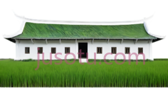 建筑,中式,绿色屋顶, 白色墙壁PNG