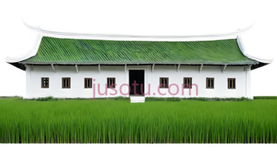 建筑,中式,绿色屋顶, 白色墙壁, PNG