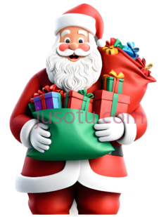 圣诞老人,卡通,红色, 绿色, 白色PNG