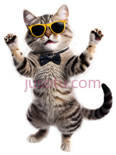 卡通,兴奋的猫,墨镜PNG