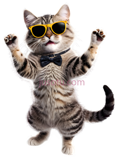 卡通,兴奋的猫,墨镜, PNG