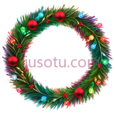 圣诞花环,节日装饰,红色,绿色,黄色PNG