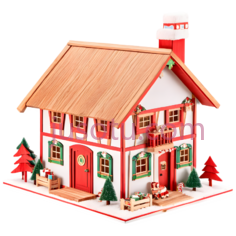 圣诞小屋,欧式建筑,红色,白色,棕色PNG
