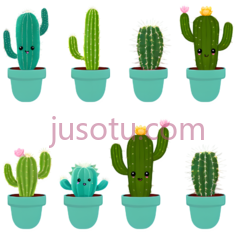 仙人掌,卡通,绿色PNG