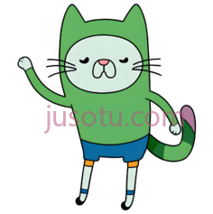 卡通猫,可爱,绿色, 蓝色, 白色PNG