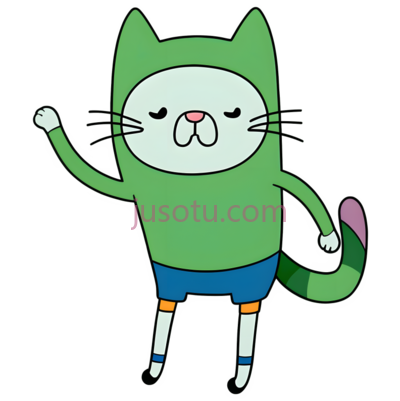 卡通猫,可爱,绿色, 蓝色, 白色, PNG