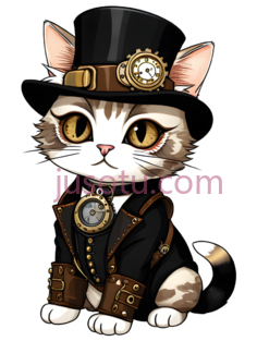 猫,蒸汽朋克,黑色,棕色,白色PNG
