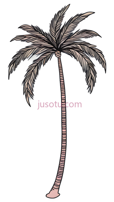 椰子树,插画,粉色, PNG