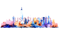 城市天际线,抽象,蓝色,紫色,橙色PNG